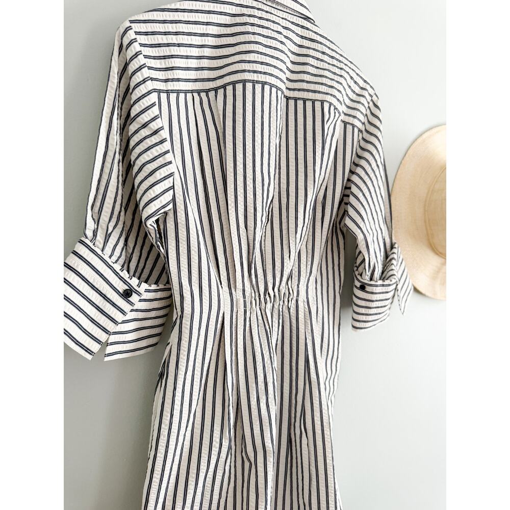 Madewell | NWT Tucked Mini Shirtdress Grey Variegated Stripe | Sz 00 - Picture 12 of 12
